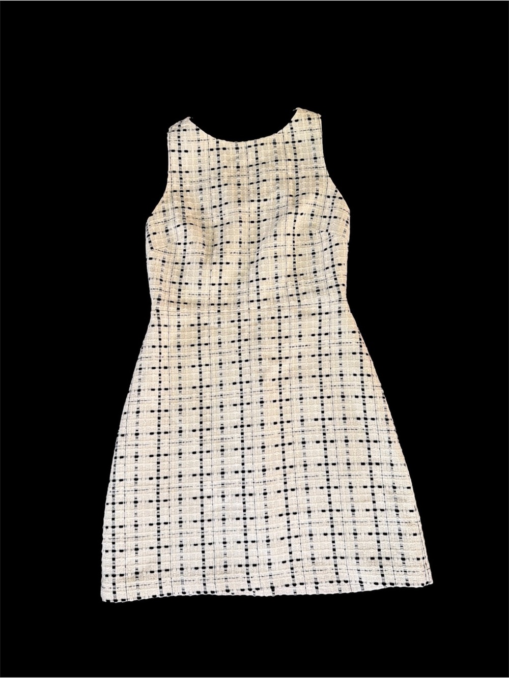 Alice + Olivia Cream Tweed Mini Dress with Black Grid